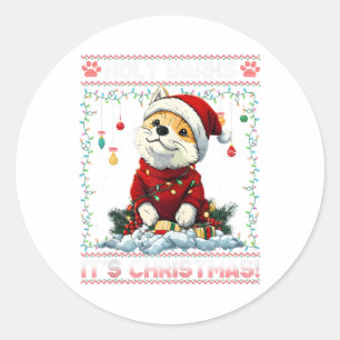 Akita Christmas Tree Lights Decorations Dog Lover Classic Round Sticker