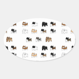 akita colours cartoons oval sticker