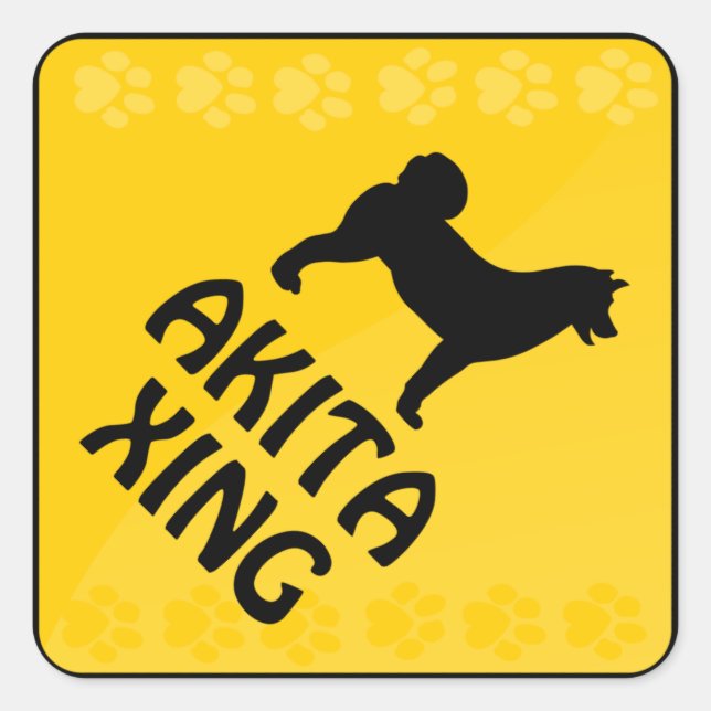 Akita Crossing [Xing] Square Sticker (Front)