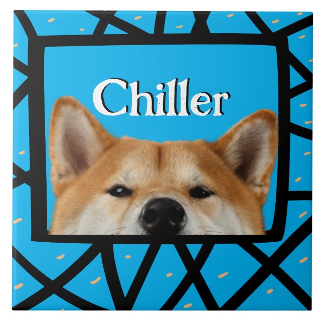 Akita customised photo frame Ceramic Tile (Front)