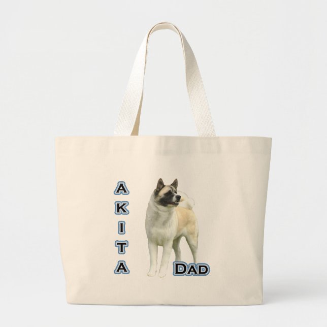 Akita Dad 4 Large Tote Bag (Front)