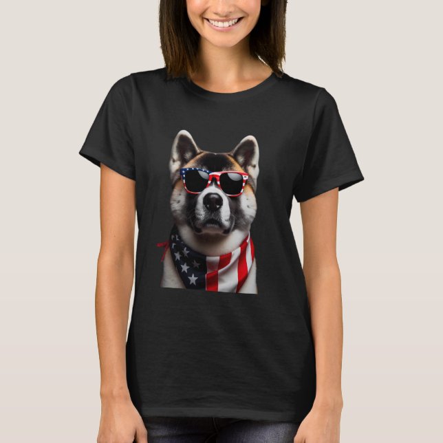 Akita Dog 4th Of July American Incependence Day Ow T-Shirt (Front)