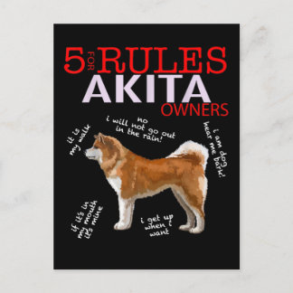 Akita Dog | 5 Rules Akita Dog Owner Announcement Postcard