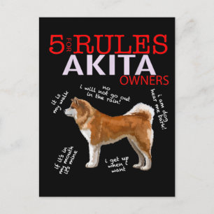Akita Dog   5 Rules Akita Dog Owner Invitation Postcard