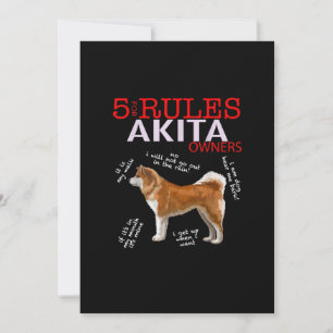 Akita Dog   5 Rules Akita Dog Owner Thank You Card