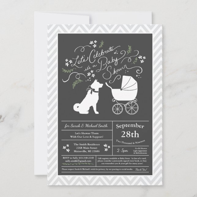 Akita Dog Baby Shower Gender Neutral Invitation (Front)
