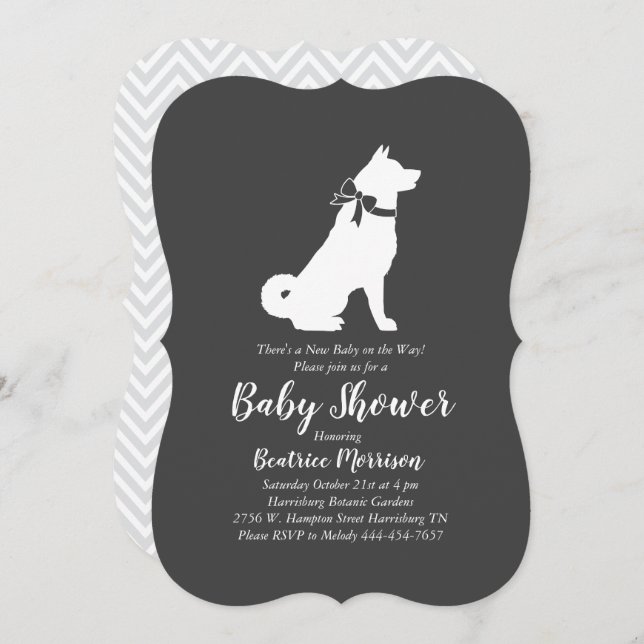Akita Dog Baby Shower Gender Neutral Invitation (Front/Back)