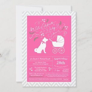 Akita Dog Baby Shower Girl Pink Invitation