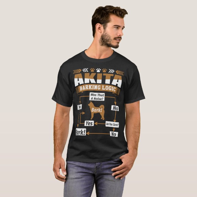 Akita Dog Barking Logic Tshirt (Front Full)