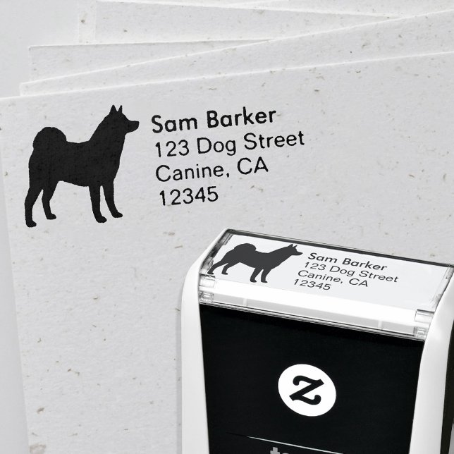 Akita Dog Breed Silhouette Return Address Self-inking Stamp (Creator Uploaded)