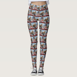 Akita Dog Christmas Festive Leggings