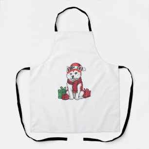 Akita Dog Christmas Outfits Santa Hat Dog Xmas Apron