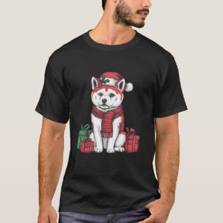 Akita Dog Christmas Outfits Santa Hat Dog Xmas T S T-Shirt