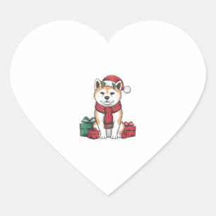 Akita Dog Christmas Parties Holiday Santa Dog Xmas Heart Sticker