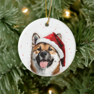 Akita Dog Christmas Personalized Ceramic Ornament