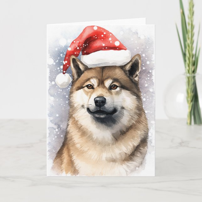 Akita Dog Christmas Santa Paws Festive  Thank You Card (Front)
