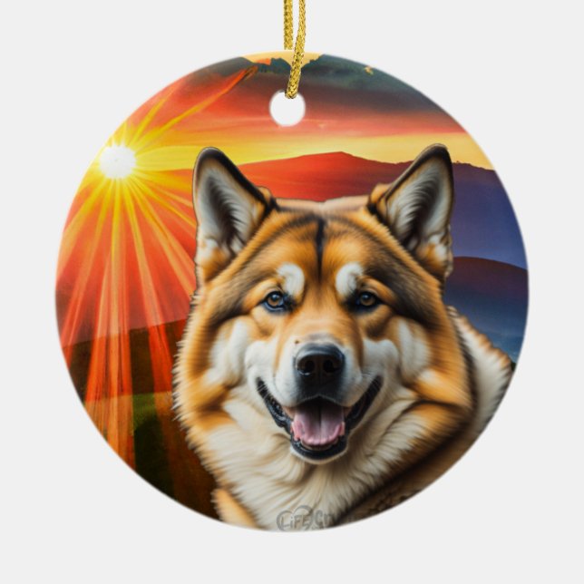 Akita Dog Christmas Tree Ornament (Front)