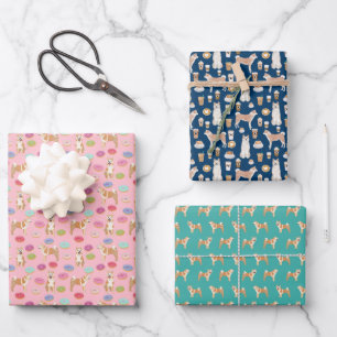 Akita Dog Coffee and Donuts Wrapping Paper Sheet