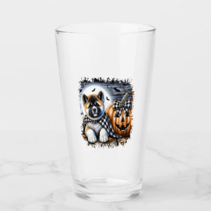 Akita Dog Halloween Square Glass