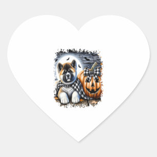 Akita Dog Halloween Square Heart Sticker
