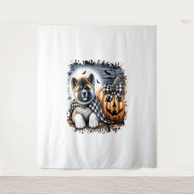 Akita Dog Halloween Square Tapestry (Front)