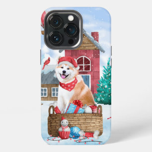Akita Dog In snow Christmas Dog House iPhone 13 Pro Case