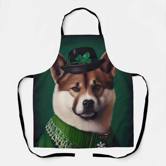 akita dog in St. Patrick's Day Dress Apron (Front)