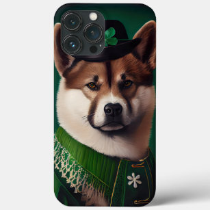 akita dog in St. Patrick's Day Dress iPhone 13 Pro Max Case