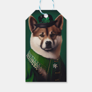 akita dog in St. Patrick's Day Dress Gift Tags