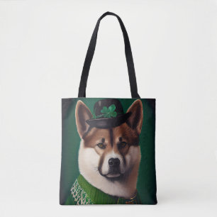akita dog in St. Patrick's Day Dress Tote Bag