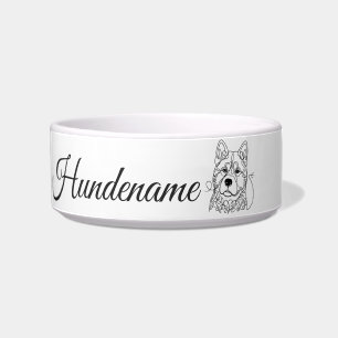 Akita Dog Minimalist Line Art personalized bowl