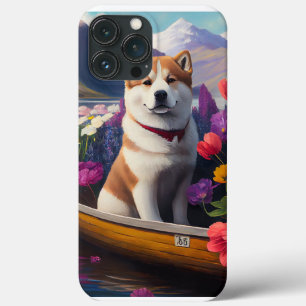 Akita Dog on a Paddle: A Scenic Adventure iPhone 13 Pro Max Case