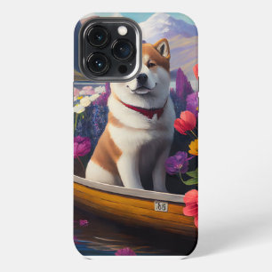 Akita Dog on a Paddle: A Scenic Adventure iPhone 13 Pro Max Case