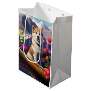 Akita Dog on a Paddle: A Scenic Adventure Medium Gift Bag