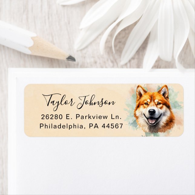 Akita Dog Return Address Label (Insitu)