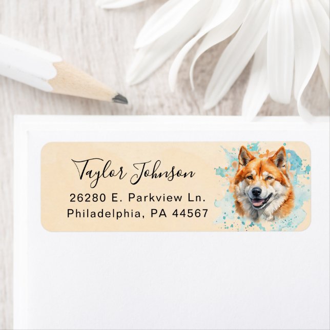 Akita Dog Return Address Label (Insitu)