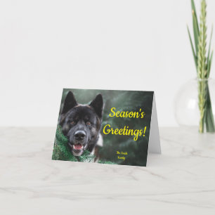 Akita Dog - Season's Greetings Christmas Tree Holiday Card