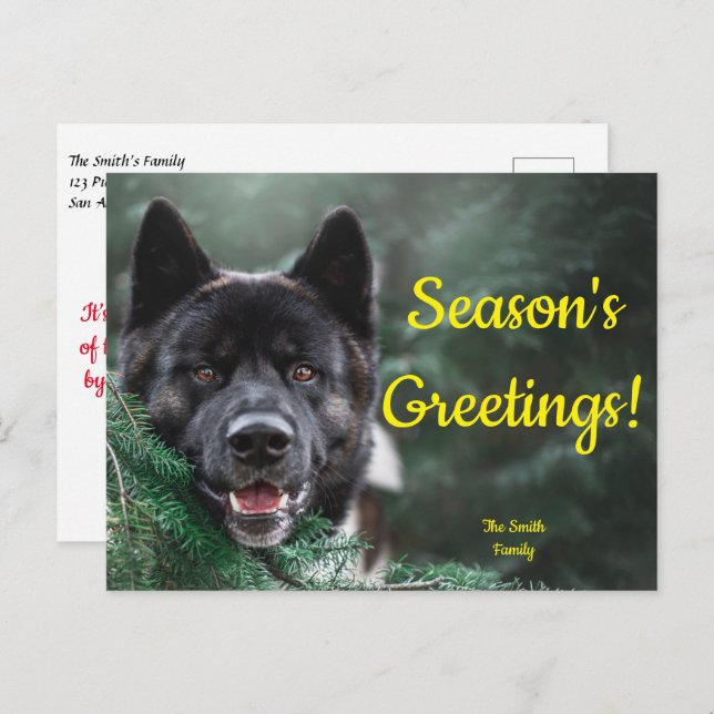 Akita Dog - Season's Greetings Christmas Tree Postcard (Front/Back)