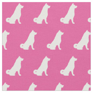 Akita Dog Silhouette Pet Pink Fabric