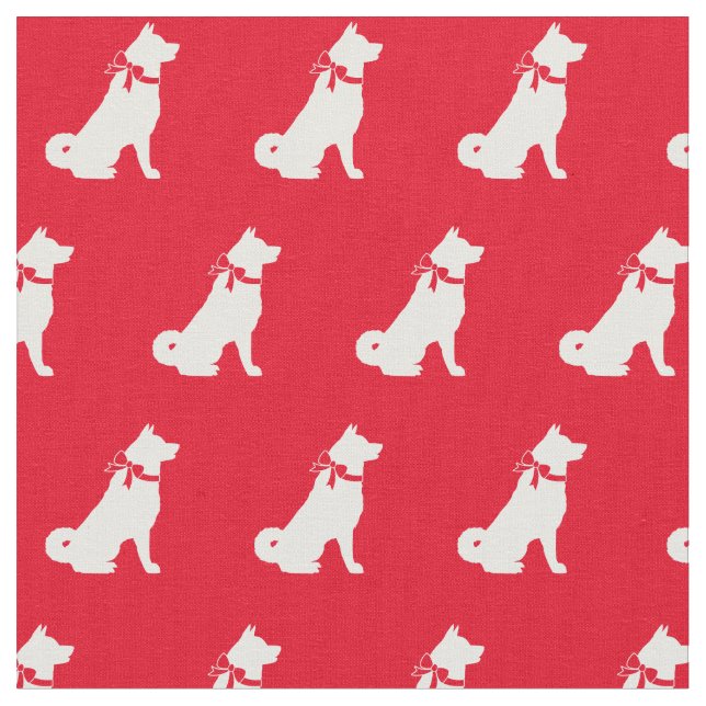 Akita Dog Silhouette Pet Red Fabric (Close Up)
