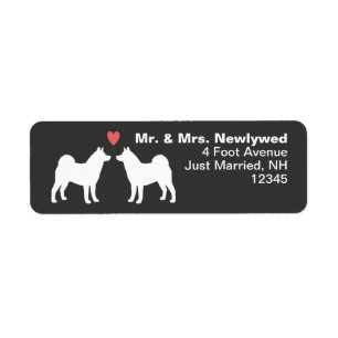 Akita Dog Silhouettes with Heart Return Address Label