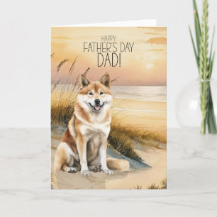 Akita Dog Sunset Beach Father's Day Holiday Card