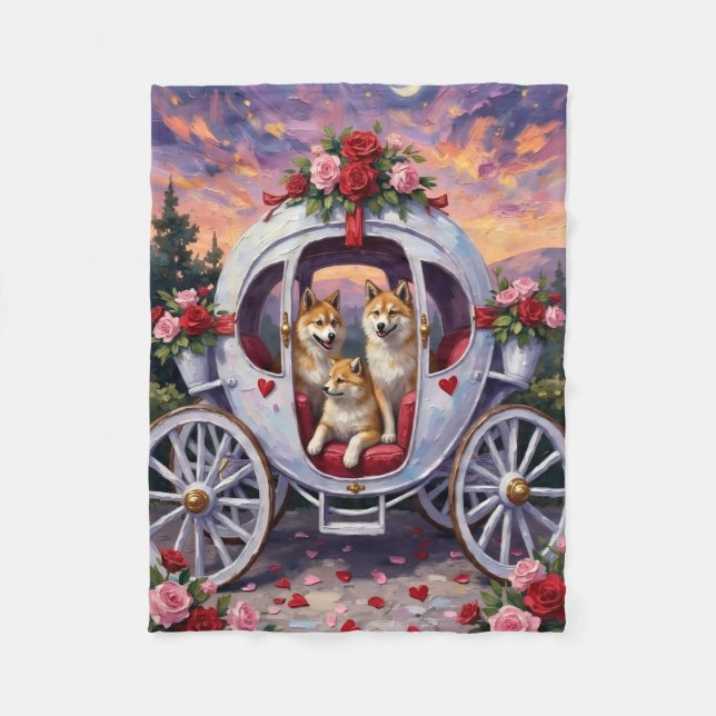 Akita Dog Valentine's Day Fleece Blanket (Front)