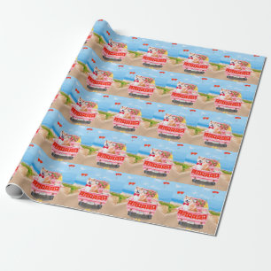 Akita Dog Valentine's Day Truck Hearts Wrapping Paper