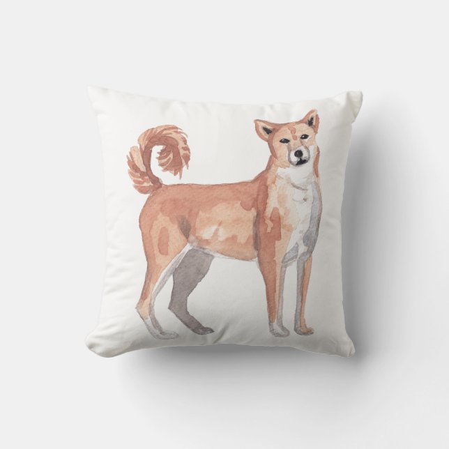 Akita Dog Watercolor Art Painting Cushion (Front)