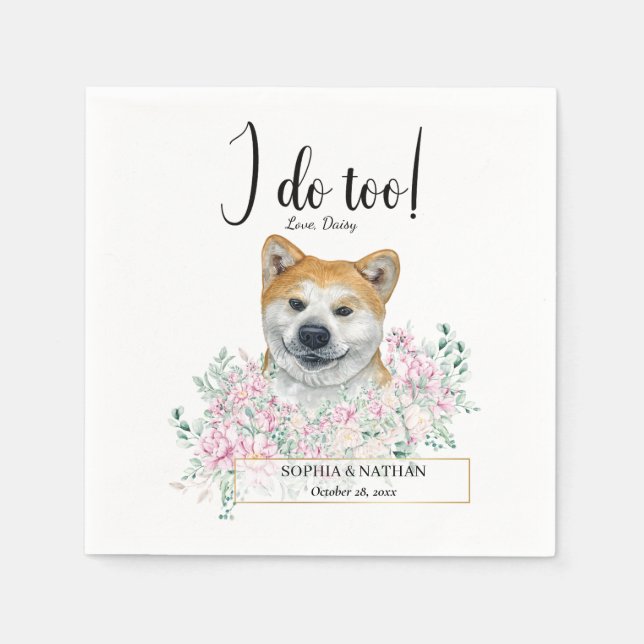 Akita Dog Wedding Cocktail Napkins (Front)