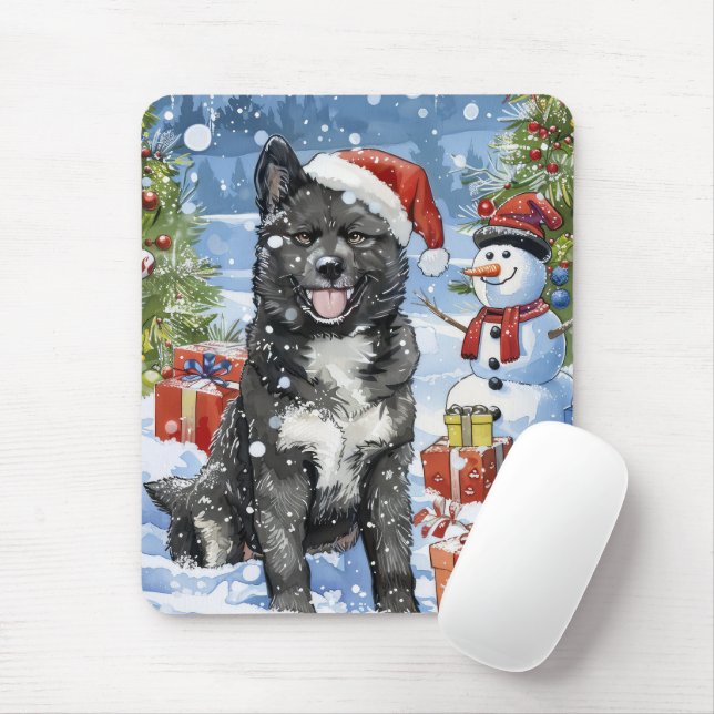 Akita Dog Winter Wonderland Christmas Joy Mouse Pad (With Mouse)