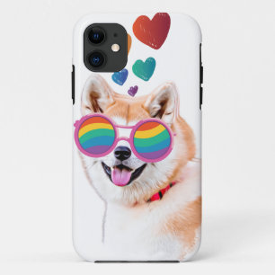 Akita Dog with Hearts Valentine's Day iPhone 11 Case