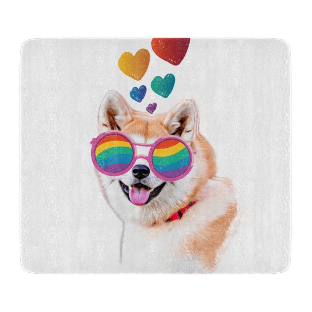 Akita Dog with Hearts Valentine's Day  Cutting Board (Front)