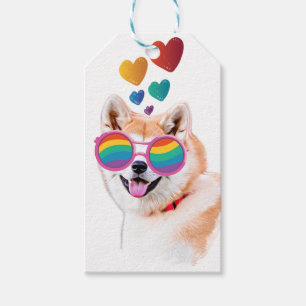 Akita Dog with Hearts Valentine's Day Gift Tags